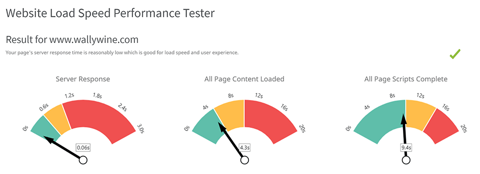 Test di velocità del sito web